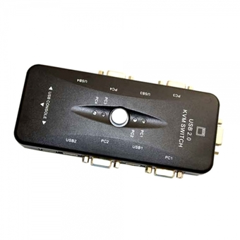 USB 2.0 KVM 4 Ports Selector VGA Print Switch Box (สีดำ)
