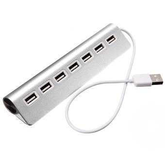 High Speed Aluminum 7 Ports USB 2.0 External Hub Adapter for PC Laptop Notebook - INTL