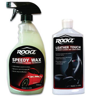 ROCKZ® สเปรย์เคลือบฟิล์มแก้ว SPEEDY WAX (2in1) ขนาด 500ml + LEATHER TOUCH ขนาด 200ml