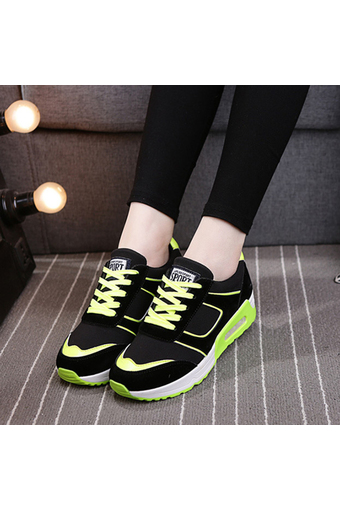 EOZY New Fashion Trendy Women Ladies Colorful GYM Jogging Sports Running Casual Fitness Sneakers Shoes (Black - Green) (Intl)