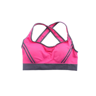 LALANG Women Yoga Sports Bra Seamless Back Cross Underwear Racerback Rose Red - Intl
