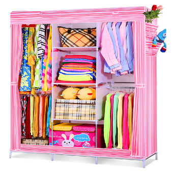 Fashion Storage ตู้เสื้อผ้าแฟชั่นทันสมัยสไตล์เกาหลี - ลายตรงชมพู