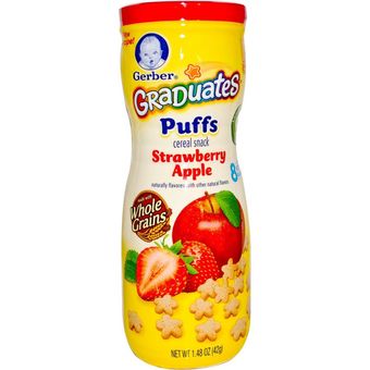 Gerber ขนมเด็ก Graduates Finger Food Puffs - Apple&amp;Strawberry (รสแอปเปิ้ลสตอเบอรรี่)