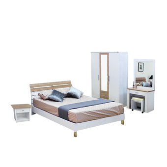 ENZIO ชุดห้องนอนเมลามีน ขนาด 6 ฟุต รุ่น Palazzo - 6 - สีคาปูชิโน/ขาว