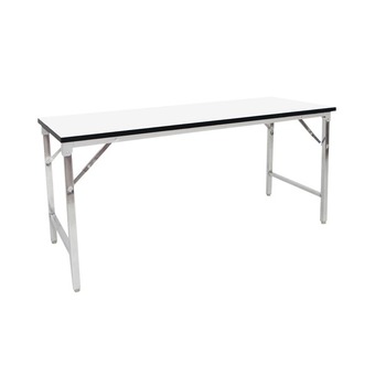 ENZIO โต๊ะ โต๊ะพับได้อเนกประสงค์ขาพับ(โต๊ะประชุม)โครงขาโครเมี่ยม รุ่น 120x45x75 ( สีขาว )