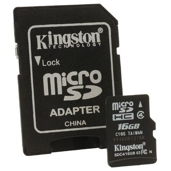 Kingston Micro SD Card Class 4 (16GB) with Adapter