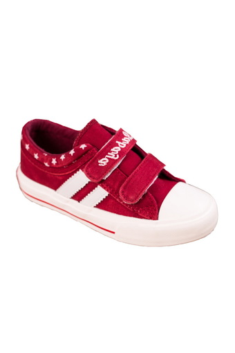 Babaya รองเท้าผ้าใบเด็กลายทาง (สีแดง)