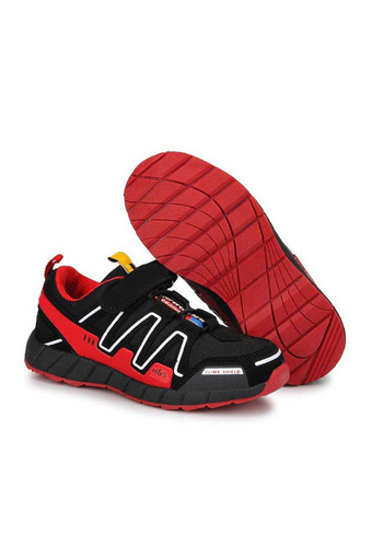 ZA รองเท้าผ้าใบเด็กแถบกาว (สีดำ/แดง)