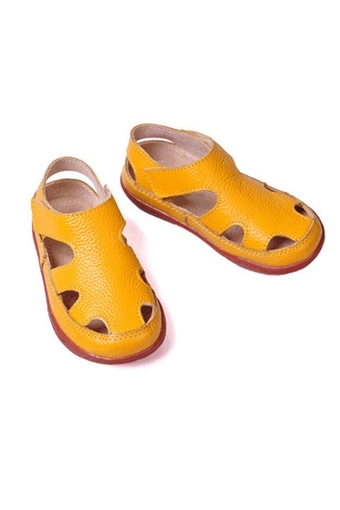 Children Genuine Leather Closed Toe Casual Sandal Kids Fisherman Athletic Shoes (Yellow)