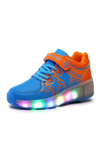 Blue Boy And Girl Colored Lights Sports Heelys Children Fashion Heelys Roller Shoes - Intl