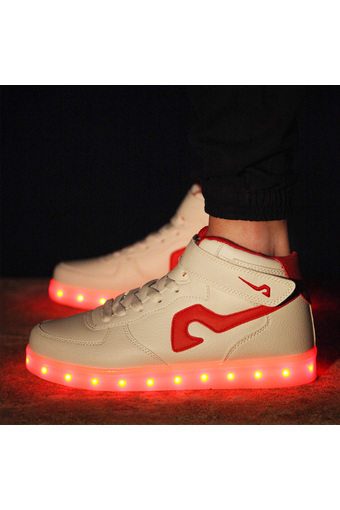 JustCreat Couples Luminous Shoes LED Light Board Shoes(White-Red) (Intl)