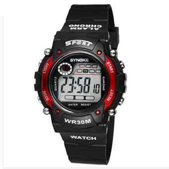 Synoke 99569 Students Sports Watch Wristwatch for Swimming with LED Backlight Red