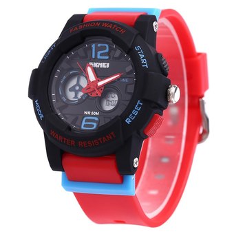 Skmei 1120 Waterproof LED Digital Analog Casual Watch Children Wristwatch (RED) - Intl