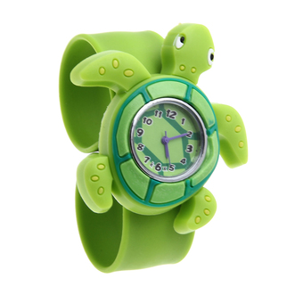 Kids Green Tortoise Slicone Slap-on Strap Quartz Movement Watch