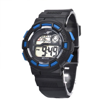 Waterproof Children Boy Digital LED Quartz Alarm Date Sports Wrist Watch Blue