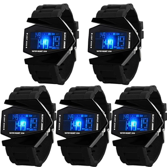 BEST Kids นาฬิกาข้อมือเด็กชาย สีดำ สายเรซิ่น รุ่น Carton Watch with LED Lights (5pcs)