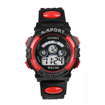 Boys' Red Resin Strap LED Watch