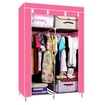 ตู้เสื้อผ้า เปิดบน พร้อมผ้าคลุม JO4G0007-pink (2 บล็อค) สีชมพู