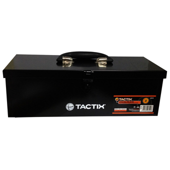TACTIX กล่องเครื่องมือเหล็ก 15 นิ้ว พร้อมที่ล็อคกุญแจ รุ่น 321112 ( Black )