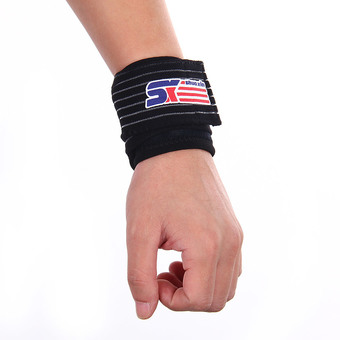 Sports Badminton Gym Stretchy Wrist Joint Brace Support Wrap Band Black