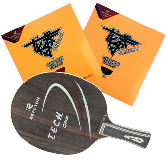 REACTOR ไม้ปิงปอง CB-6 (EBONY-CARBON) ด้ามหางปลา + ยางปิงปอง REACTOR TORNADO 2 ด้าน