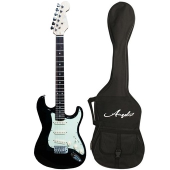 ANGEL กีตาร์ไฟฟ้า Guitar AE-555-BK (22F39&quot;1V2T3SC) สีดำ พร้อมกระเป๋าใส่กีต้าร์