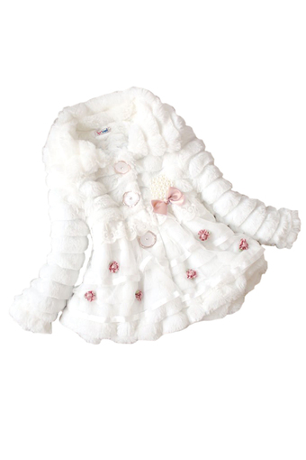 Cyber Children&#039;s Toddlers Girls Junoesque Baby Faux Fur Fleece Lined Coat Party Pageant Winter Warm Jacket Snowsuit(white) - INTL