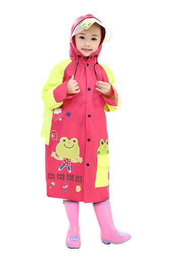 DMALL Girl Fashion เสื้อกันฝน Rainwear boots Waterproof Cute Polyester Children Raincoat Red/Yellow (Intl)