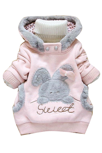 Azone Baby Girl Clothing Cartoon Rabbit Fashion Clothes Fleeces Sweater Jackets Winter Hoodies Top (Pink) (Intl)