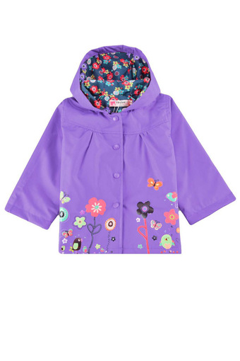 Toprank Cute Kids Girls Hoodies Lovely Flower Hooded Long Sleeve Waterproof Raincoat Jacket Outwear Clothing Tops ( Purple )