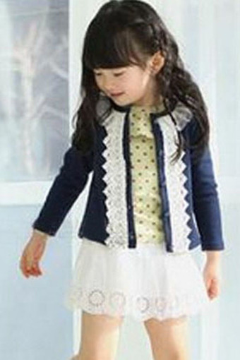 Toprank Clothing For Baby Girl Knitted Sweater Spring Autumn Baby Clothing Wear Sweaters Baby Girls Lace Cardigan ( Blue ) - Intl