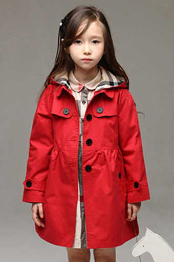 Sunweb Europea Style Autumn Winter Girls Simple Coat Peplum Wind Jacket Hooded Red - Intl