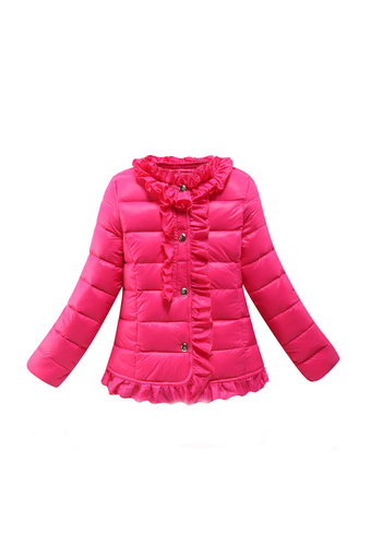 Girl's Fashion Sweet Warm Embroidered Down Jackets(Rose Red) (Intl)