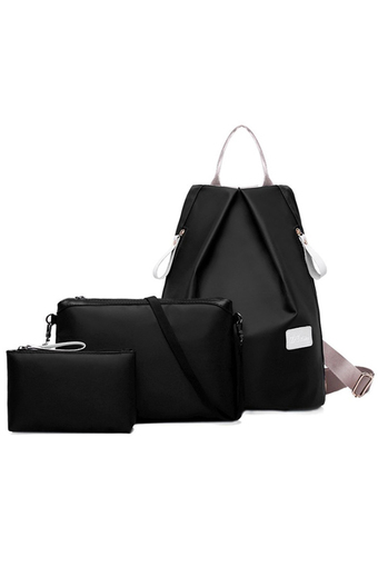 FTshop กระเป๋าแฟชั่นเกาหลี + กระเป๋าสตางค์ผู้หญิง + กระเป๋าสะพายข้าง รุ่น 12C-1เซ็ต3ใบ (สีดำ)