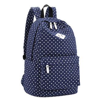 Niceeshop Casual Polk Dots Backpack Canvas Bookbag School Bags for Women - Intl