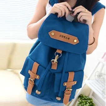Vintage Women's School Bag Bookbag Canvas Backpack Rucksack Travel Shoulder Bag Satchel Sapphire (Intl)