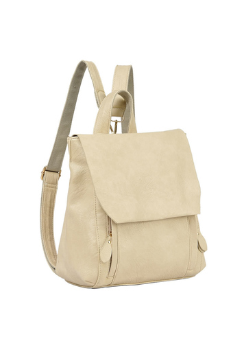 Women leather backpack shoulder bag for teenage girls school bag Beige - Intl