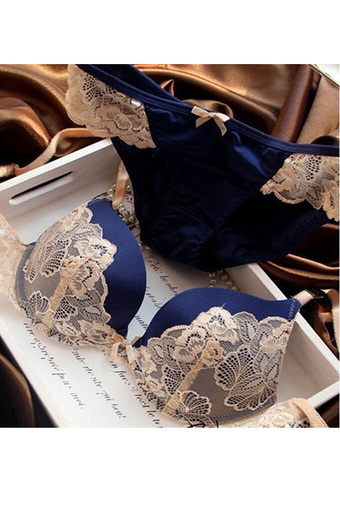 Jetting Buy Women Lingerie Sets Lace Embroidery Bowknot Blue