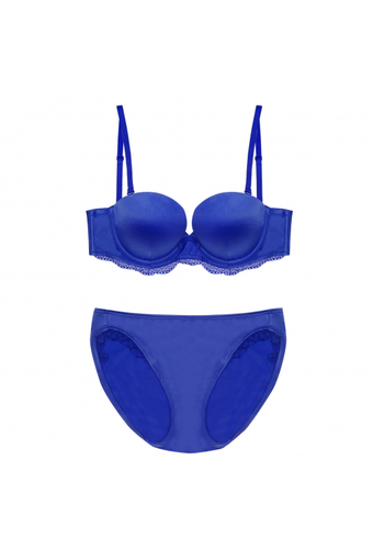 Wacoal Fashion Bra เซ็ทชุดชั้นในกางเกงชั้นใน บราเสริมฟองน้ำ 1/2 cup ( สีน้ำเงิน + สีน้ำงเงิน ) - MM1541BU + MM6297BU