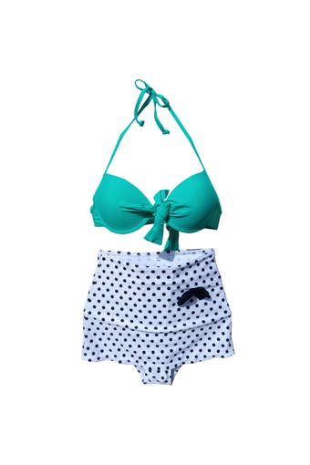 Venus queen Women&#039;s Polka Dots Push-Up Bra Vintage Sexy Plus Size High Waist Summer Neoprene Bikini Set Swimsuit Swimwear Beachwear - Intl
