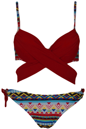 LALANG Women Sexy Printed Bikini Set Swimwear Red