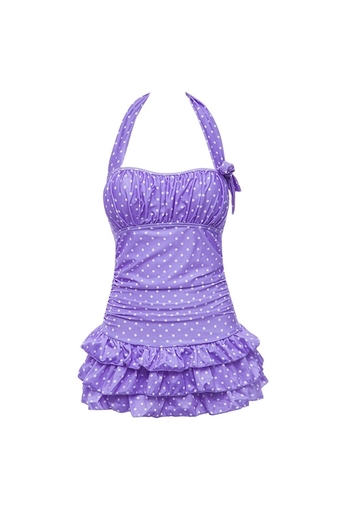 Dot Flounce One-Piece Swimsuit For Women M TC - Intl