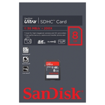 Sandisk SD Ultra Class 10/8GB 40MB/S - Black
