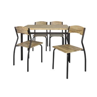 U-RO DECOR ชุดโต๊ะรับประทานอาหาร โต๊ะ 1 + เก้าอี้ 4 ตัว รุ่น SONOMA ( OAK / Brown Leg )