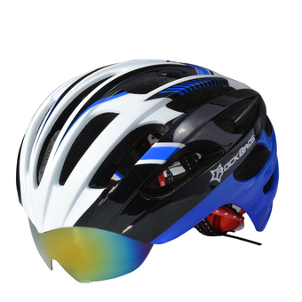RockBros WT049 MTB Cycling Helmet With Sunglasses (Black/Blue)