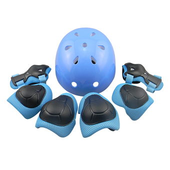 7pcs Elbow Wrist Knee Pads Helmet Protective Gear Adjustable Skateboard Roller Skating Cycling Sport Safety Set 1059 (Black+Blue)(Export) - INTL