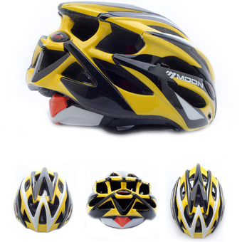 GoSport MOON MV29 Adult Bicycle Outdoor Cycling Helmet with Snap-on Visor Use Road Mountain Size M (Yellow+Black)
