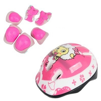 Elbow Wrist Knee Pads and Helmet Sport Safety Protective Gear Guard Adjustable for 3-6Years Kids Children Skateboard Bicycle Ice Skate Roller Skating Cycling Mini Riding Blading and Other Extreme Outdoor Sports Equipment Set of 7pcs（Pink） (Intl)