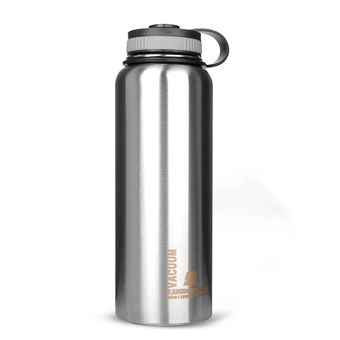 1000ML Wide Mouth Water Bottle Stainless Steel Insulated Vacuum Travel Sports Silver