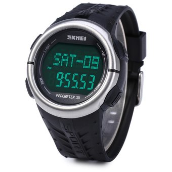 Skmei 1058 Heart Rate Sports LED Watch with Pedometer Function Water Resistance (Black) - Intl
